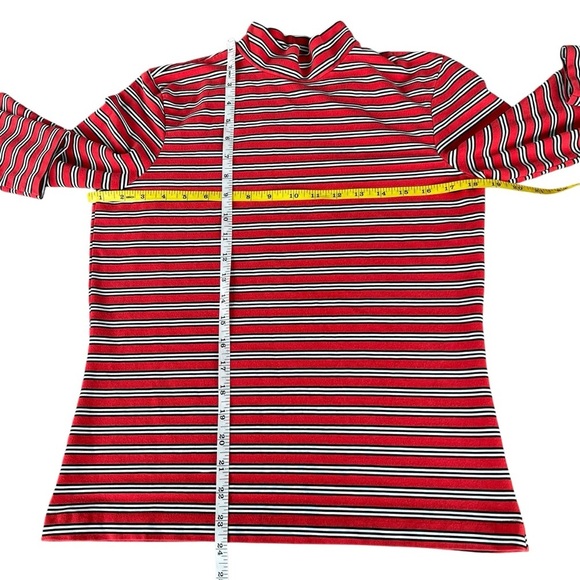 Vintage Gap Stripe Mock Neck Long Sleeve Top 90s Red Black White Stretch Large - Picture 6 of 8